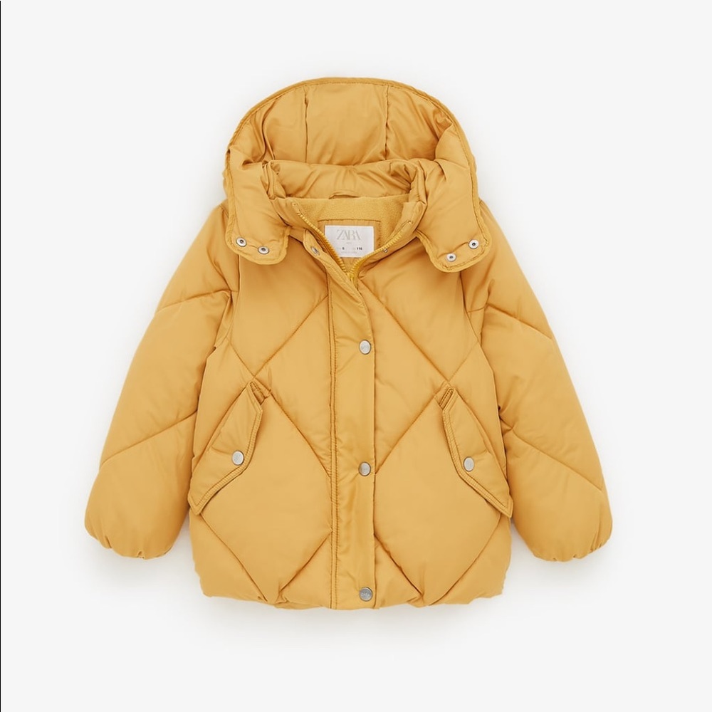 Zara girls yellow puffer jacket size 8